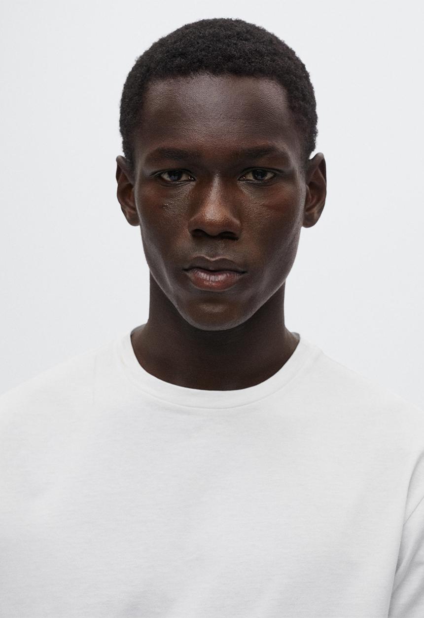 MANGO - Bellow mercerized regular-fit tee - white