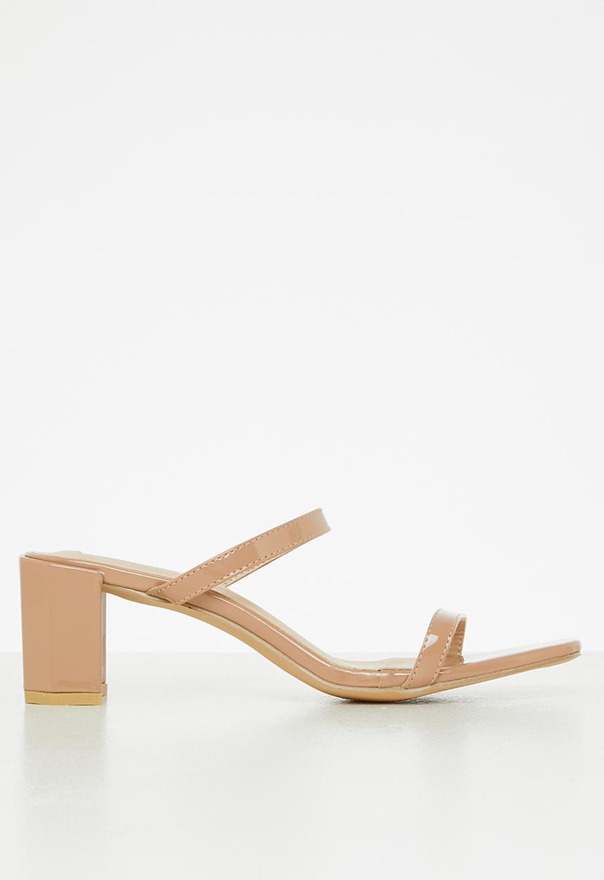 Seduction - Barely there block heel mule - taupe