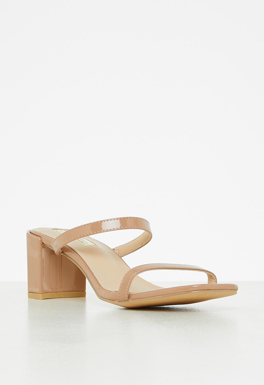 Seduction - Barely there block heel mule - taupe