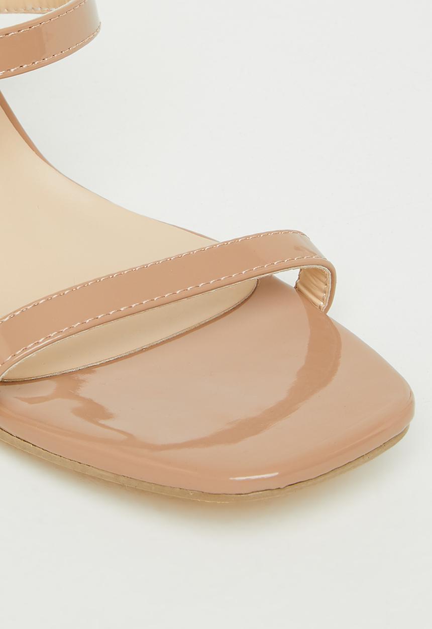 Seduction - Barely there block heel mule - taupe