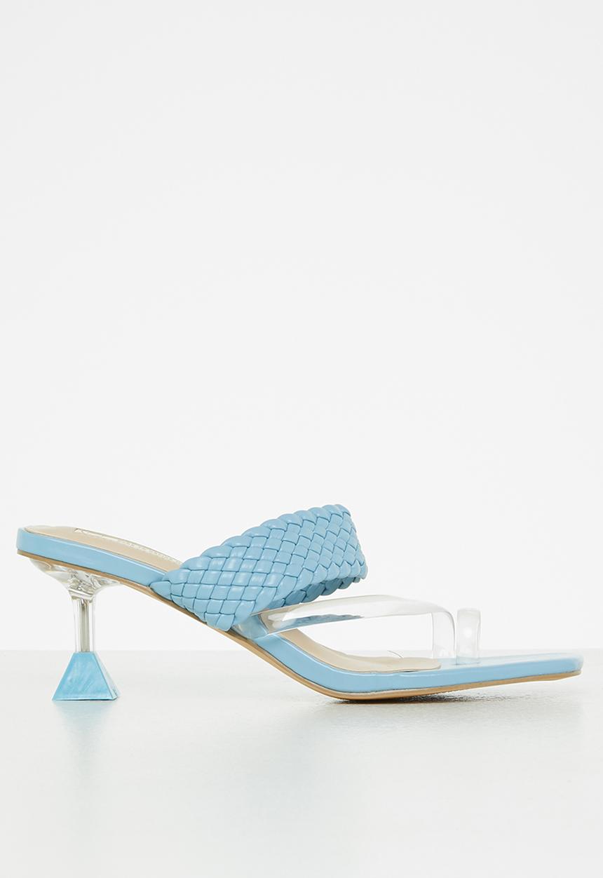 Seduction - Braided barely there stiletto heel mule - petrol blue