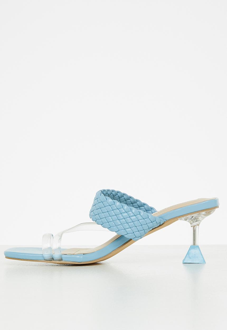 Seduction - Braided barely there stiletto heel mule - petrol blue