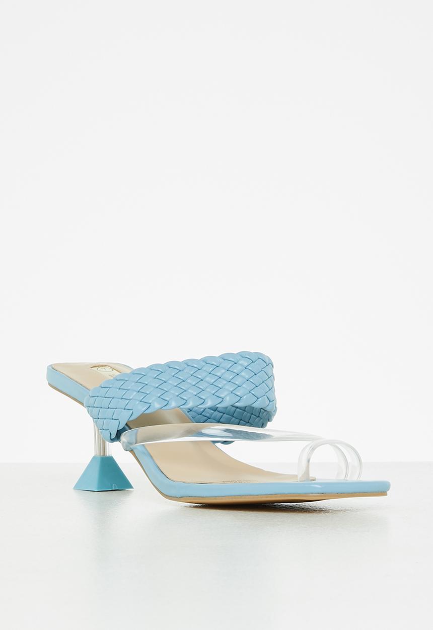 Seduction - Braided barely there stiletto heel mule - petrol blue