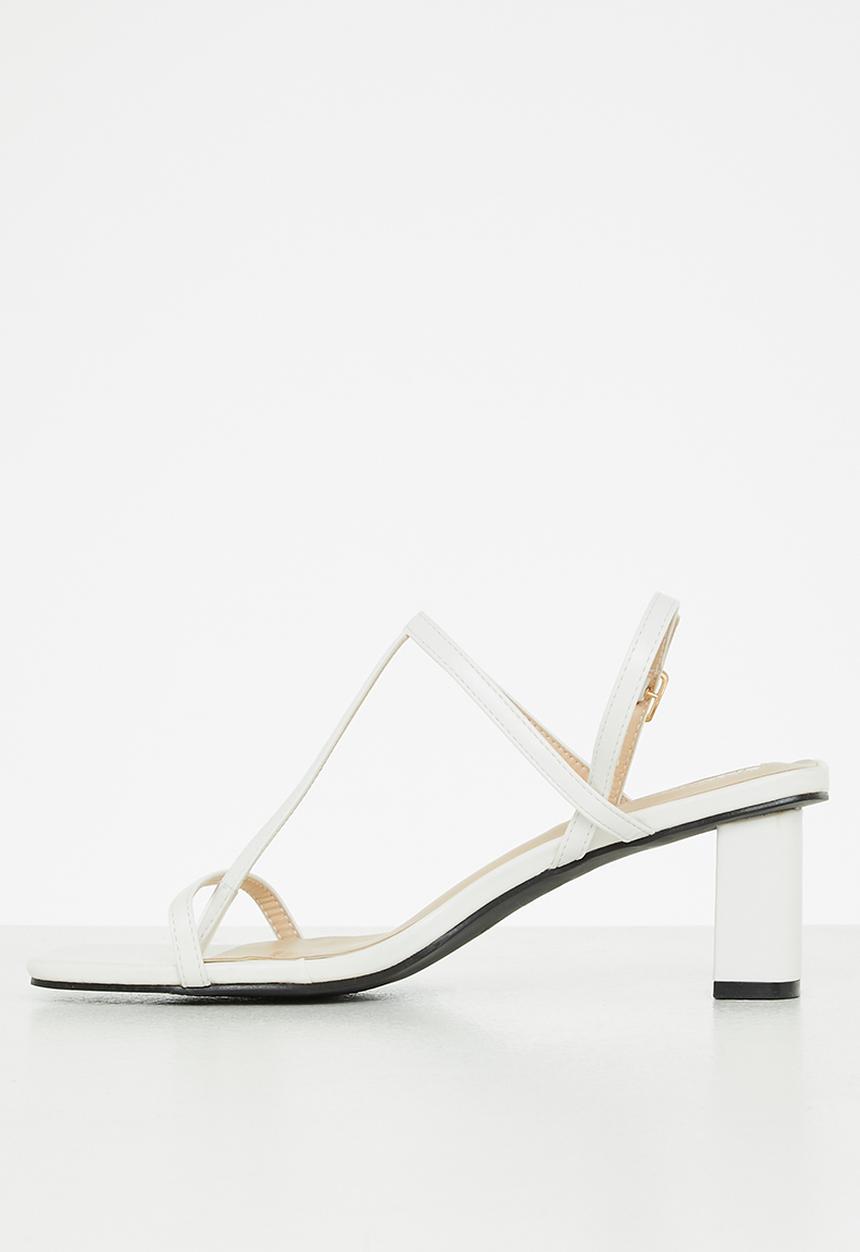 Seduction - Barely there slingback block heel - white