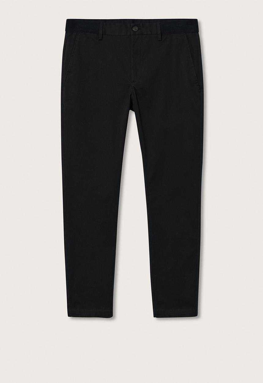 MANGO - Prato cotton tapered crop pants - black
