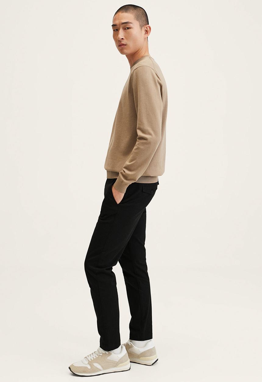 MANGO - Prato cotton tapered crop pants - black