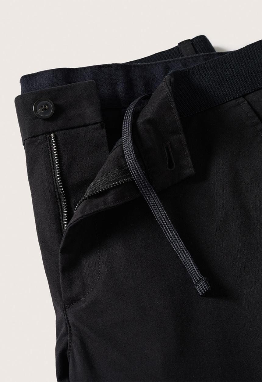 MANGO - Prato cotton tapered crop pants - black