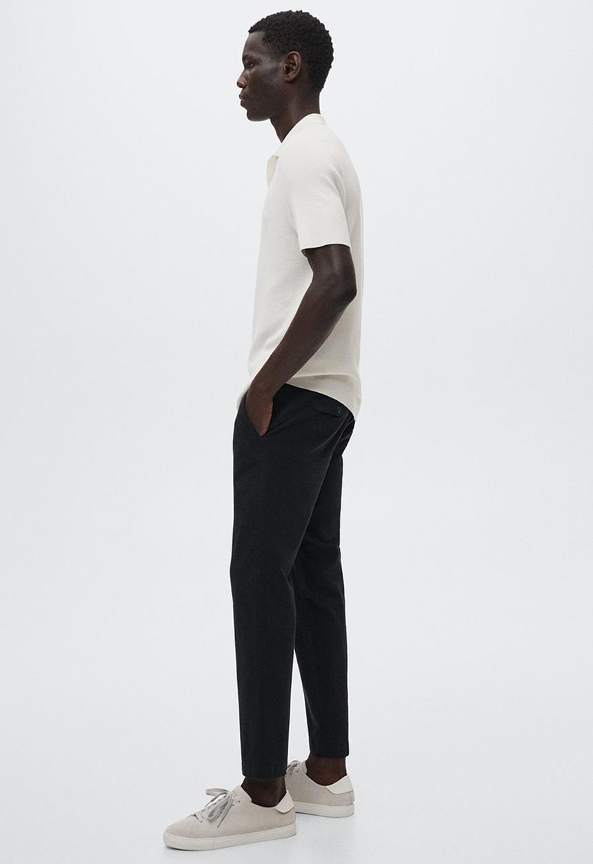 MANGO - Prato cotton tapered crop pants - dark navy