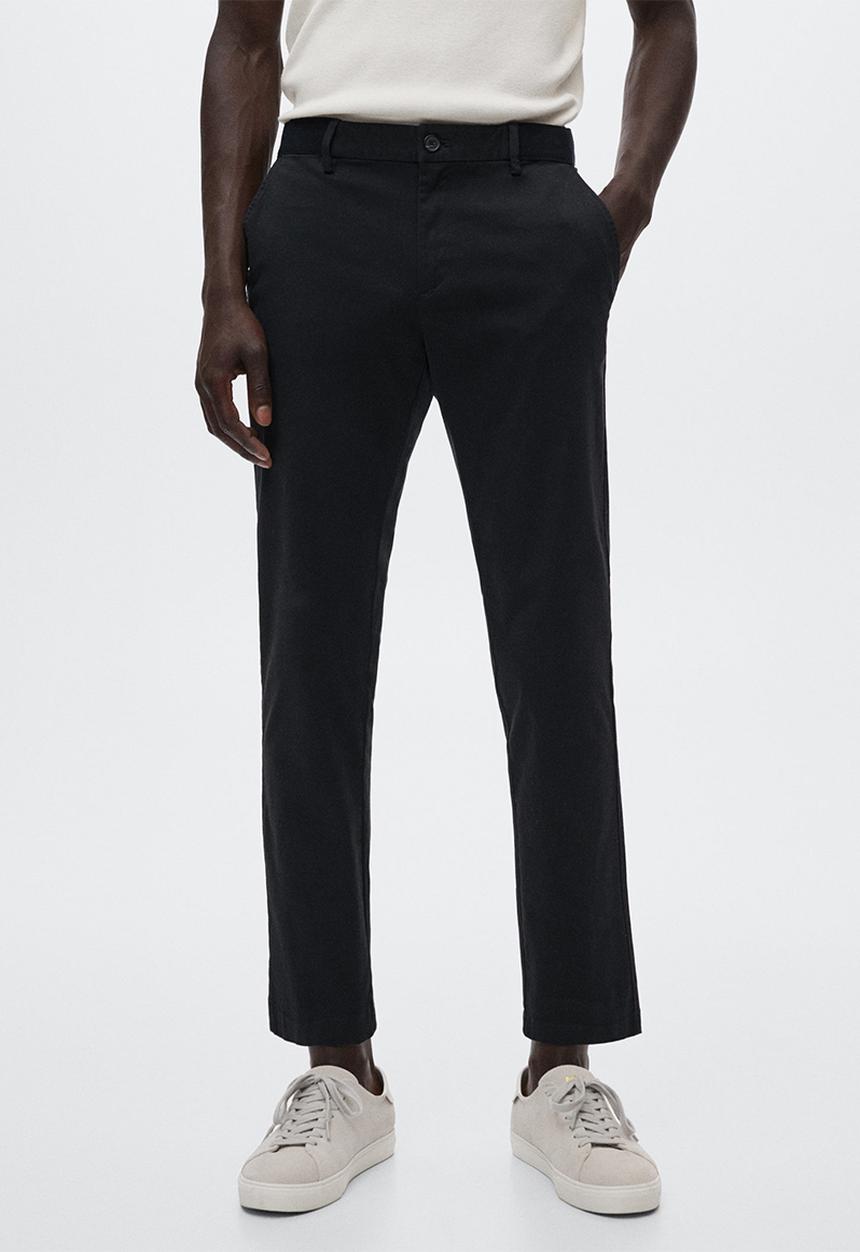 MANGO - Prato cotton tapered crop pants - dark navy