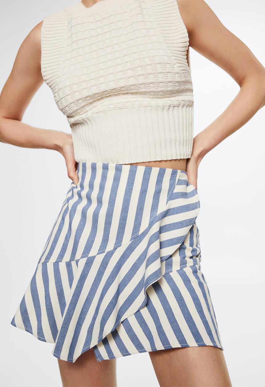 MANGO - Skirt zebri - medium blue