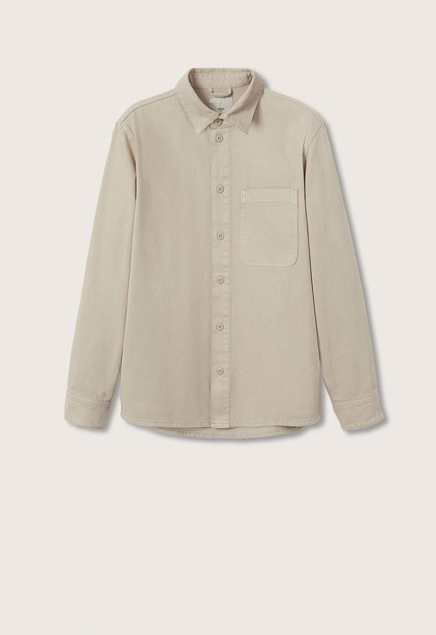 MANGO - Jazz pocket denim shirt - beige