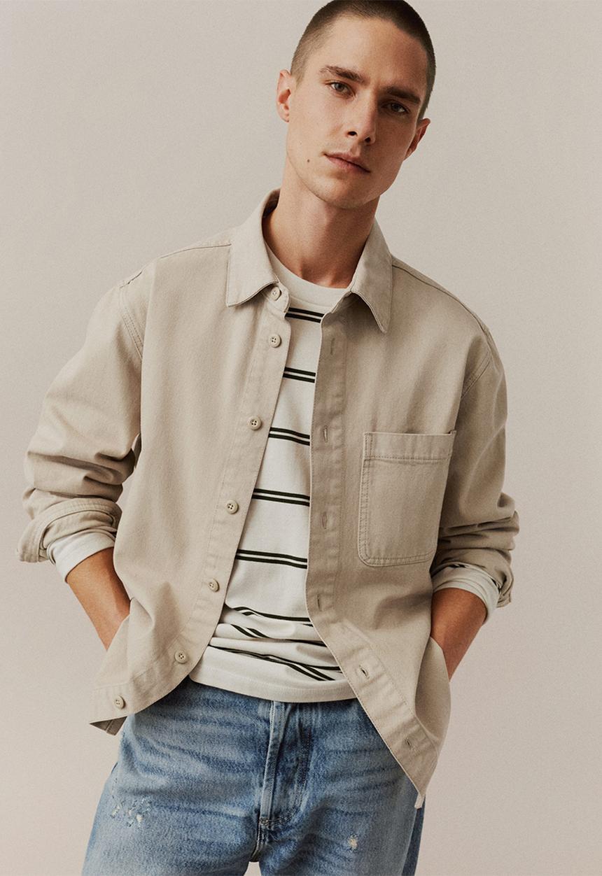 MANGO - Jazz pocket denim shirt - beige