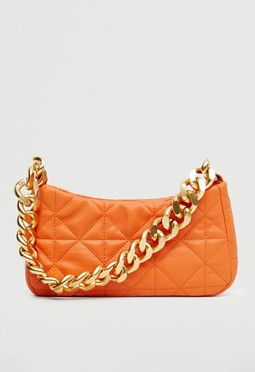 MANGO - Quilted chain bag - orange