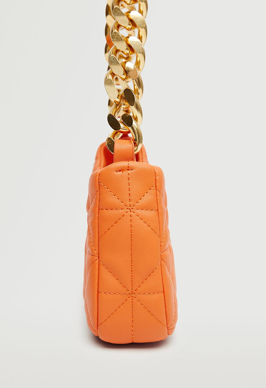 MANGO - Quilted chain bag - orange