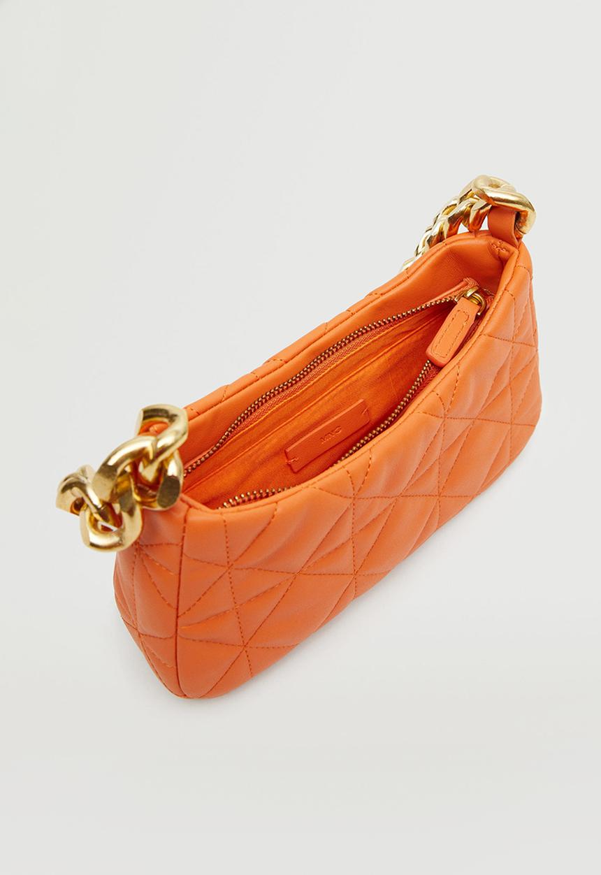 MANGO - Quilted chain bag - orange