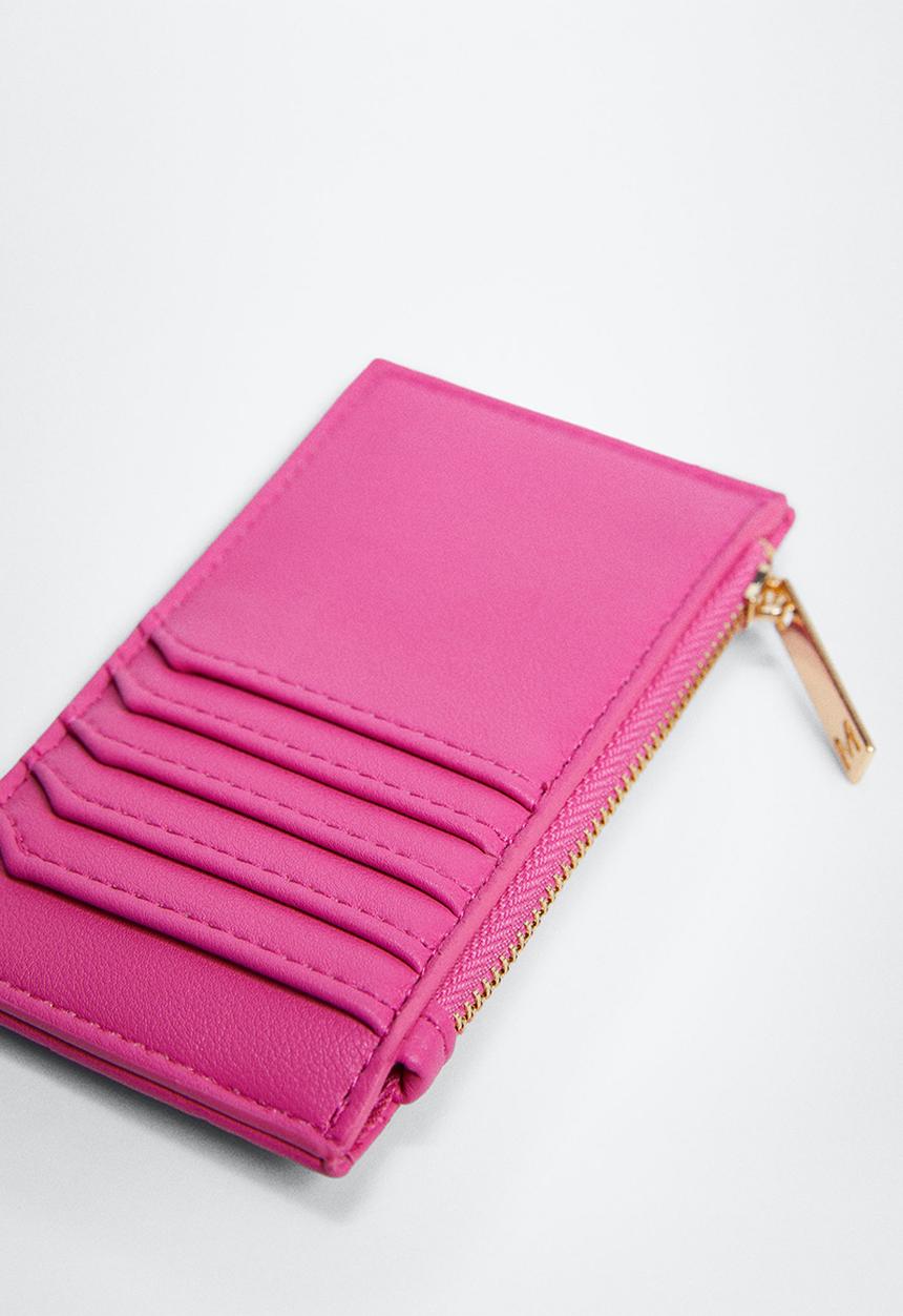 MANGO - Quilted cardholder - fuchsia