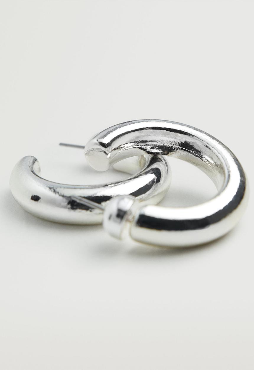 MANGO - Embossed hoop earrings - silver