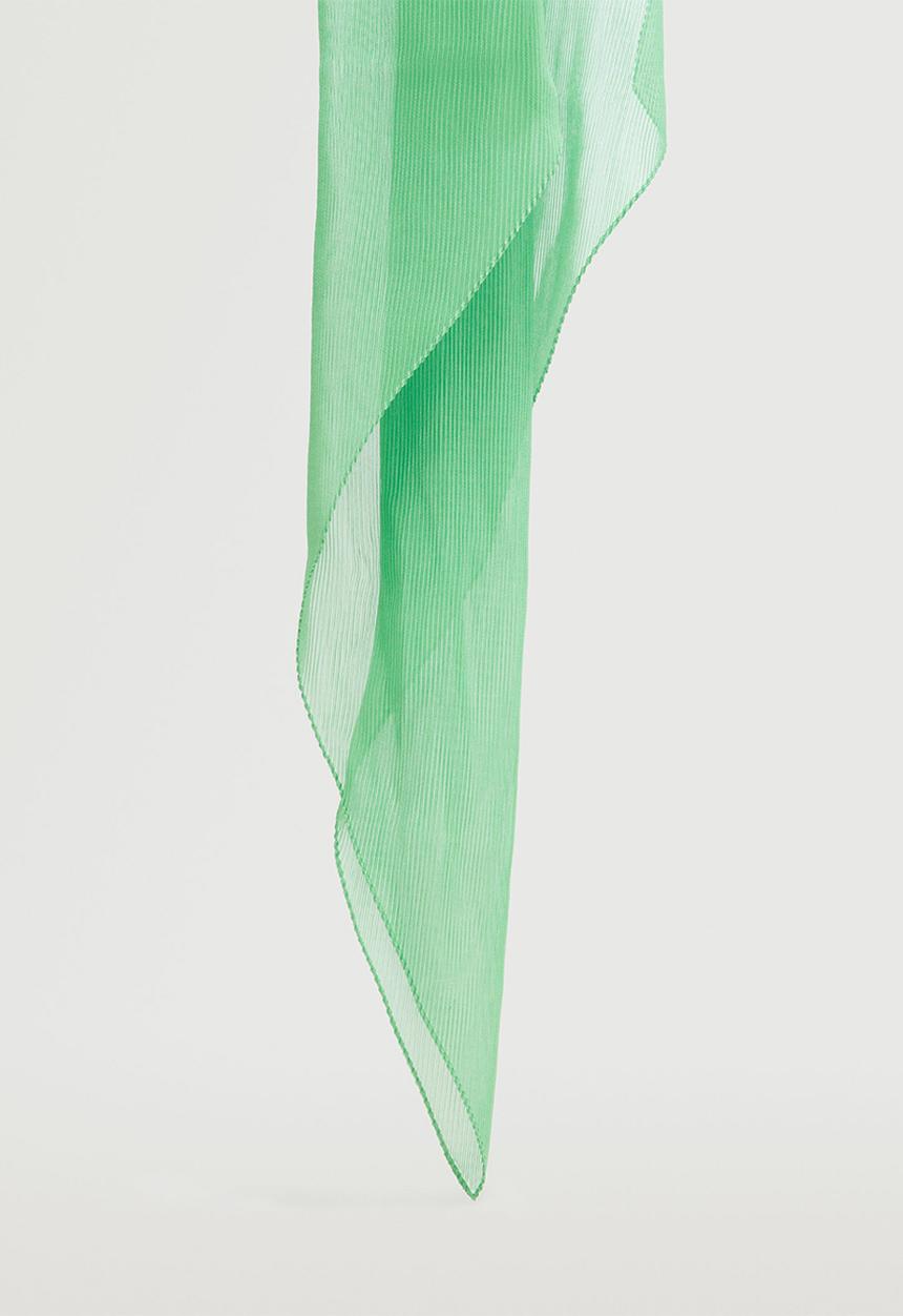 MANGO - Semi-transparent textured scarf - green