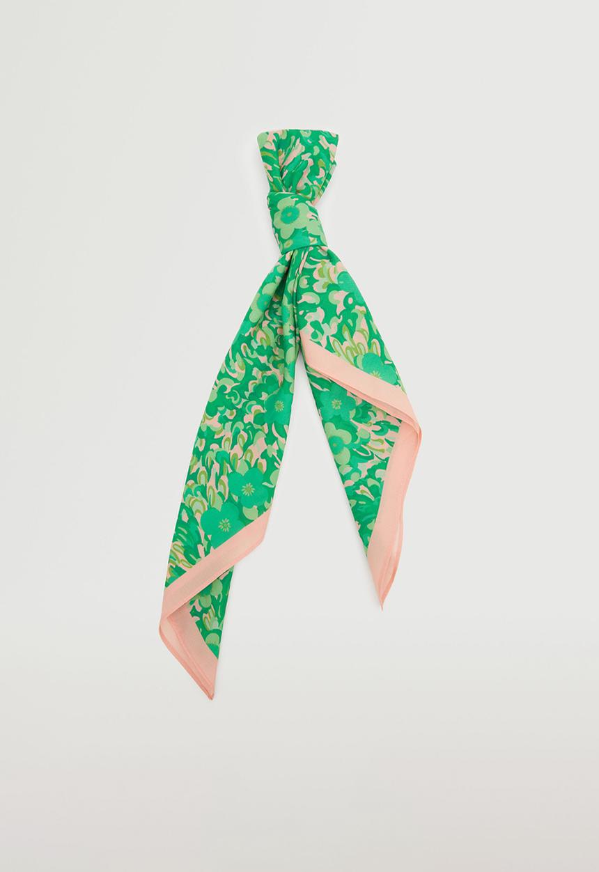 MANGO - Flowers printed scarf - green
