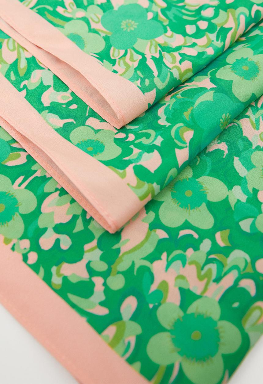 MANGO - Flowers printed scarf - green