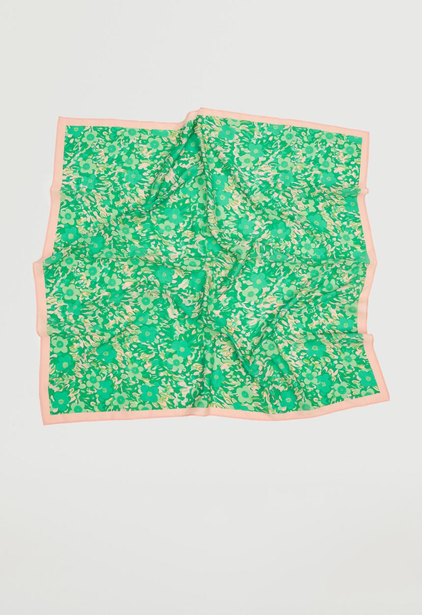 MANGO - Flowers printed scarf - green