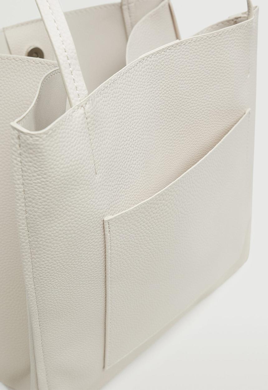 MANGO - Pocket shopper bag - off white