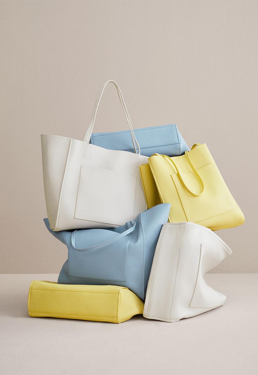 MANGO - Pocket shopper bag - off white