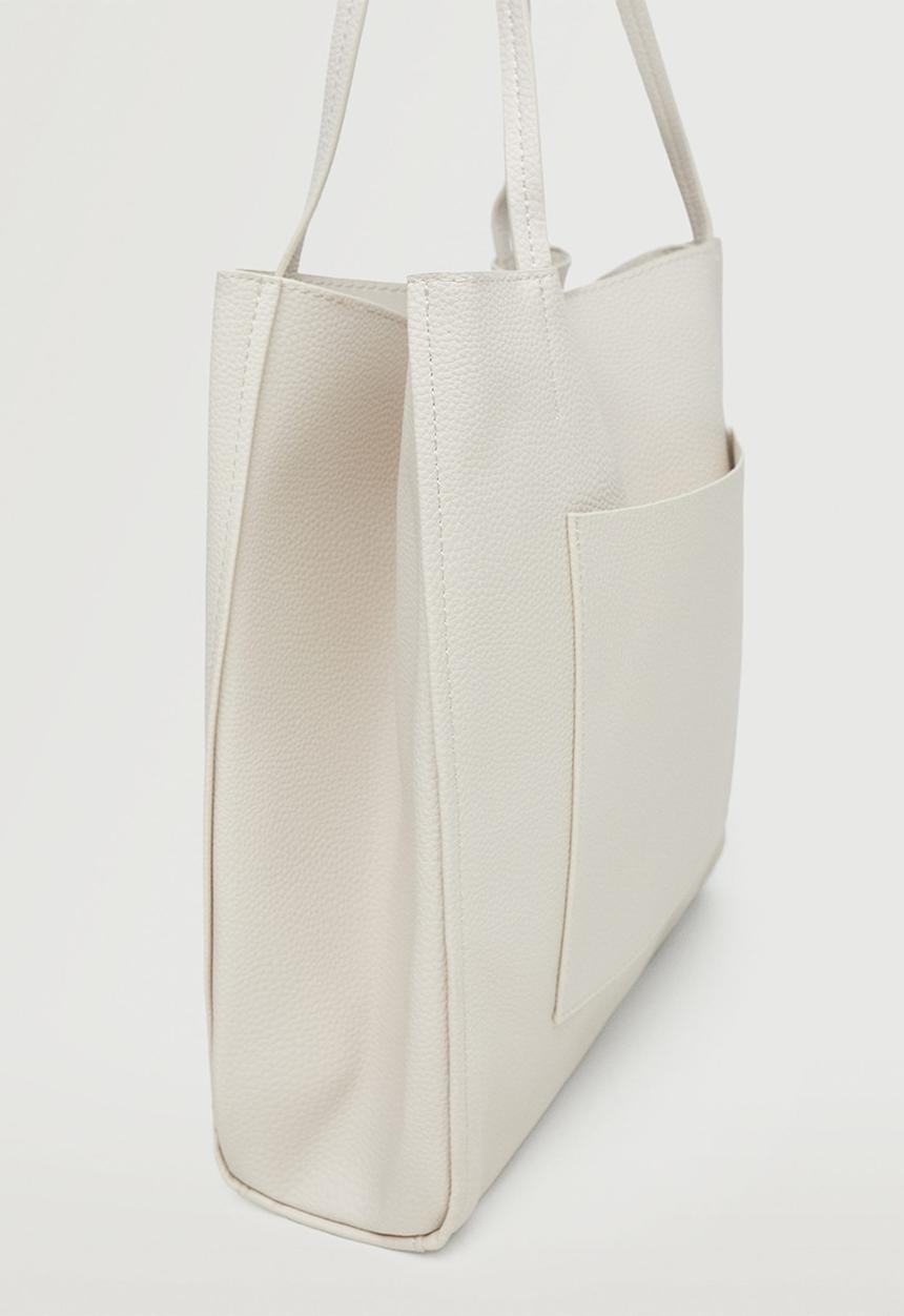 MANGO - Pocket shopper bag - off white