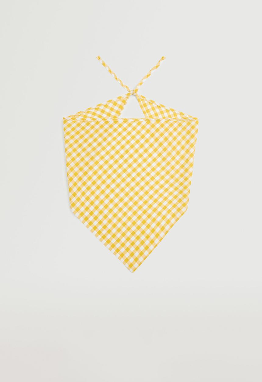 MANGO - Printed cotton scarf - yellow