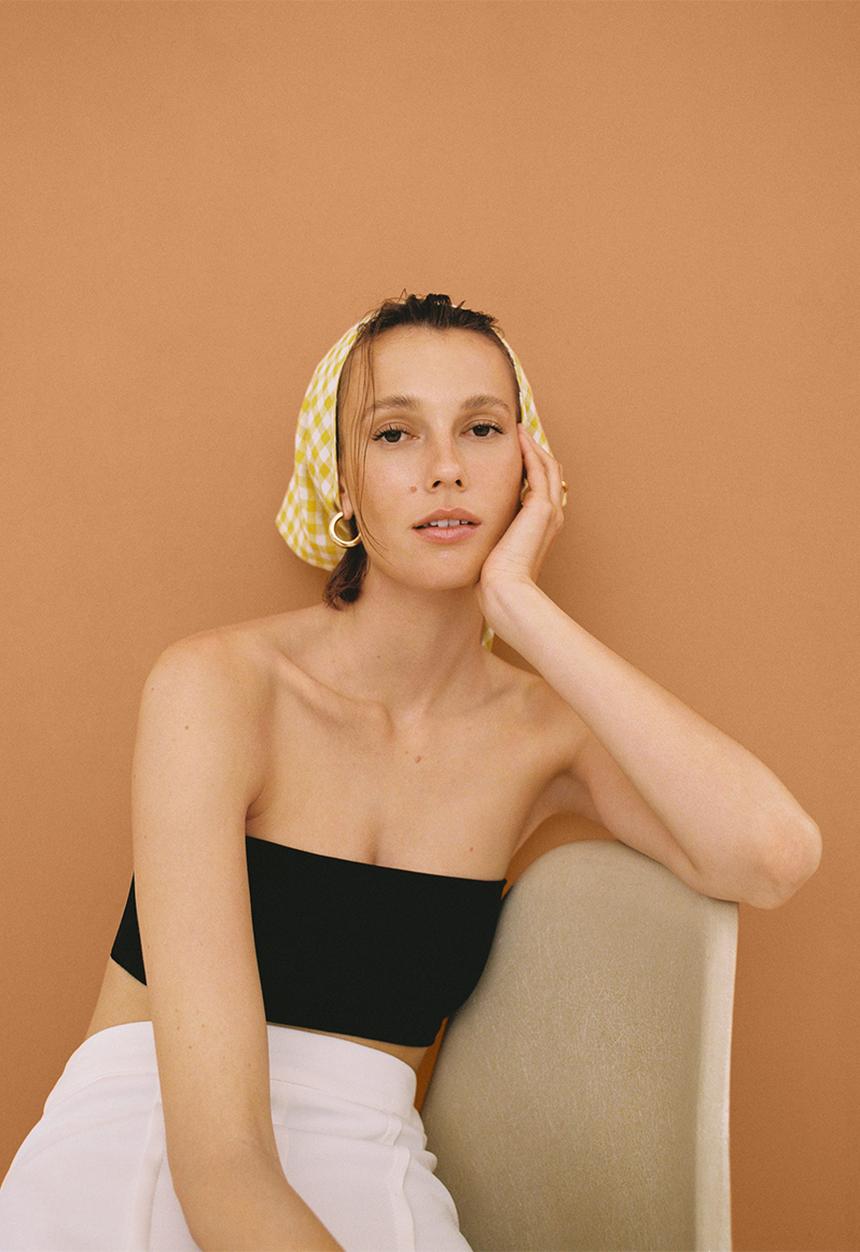 MANGO - Printed cotton scarf - yellow