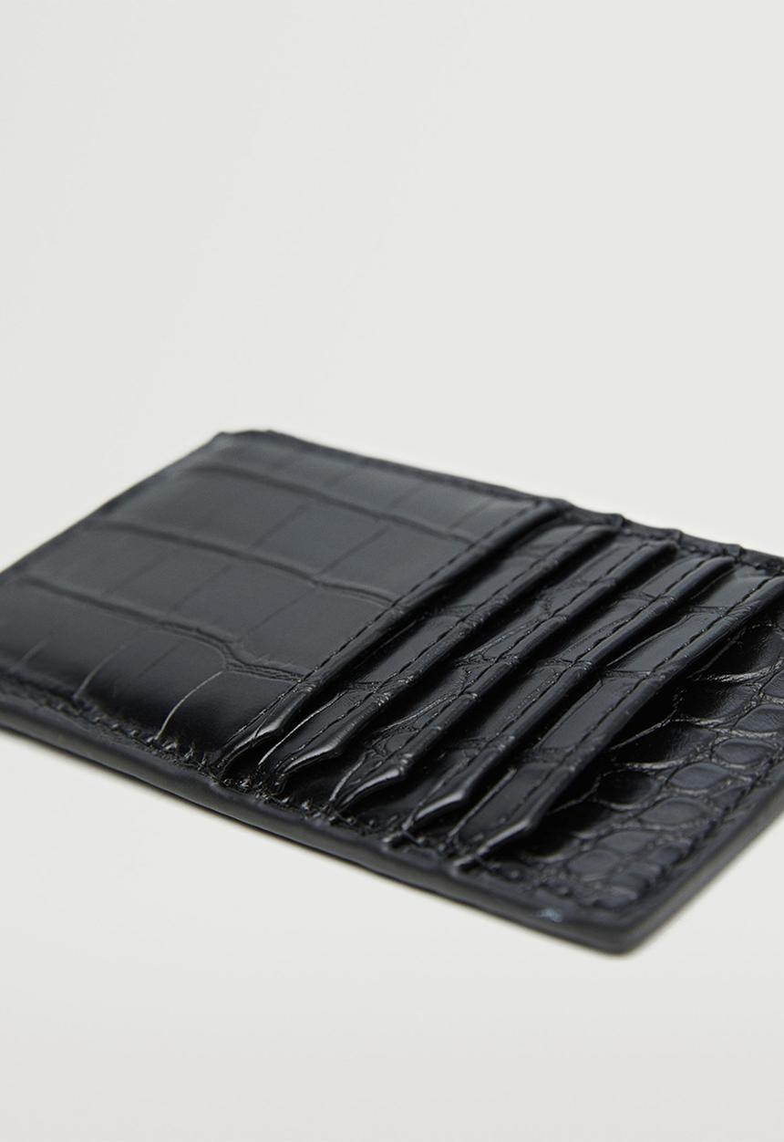 MANGO - Croc-effect card holder - black