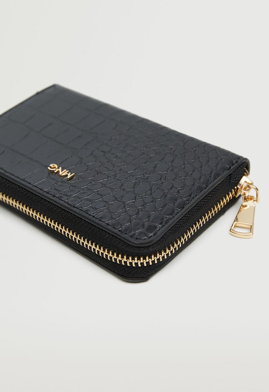 MANGO - Croc-effect wallet - black
