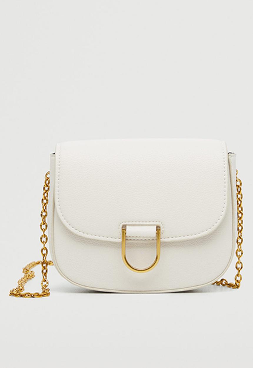 MANGO - Flap chain bag - off white