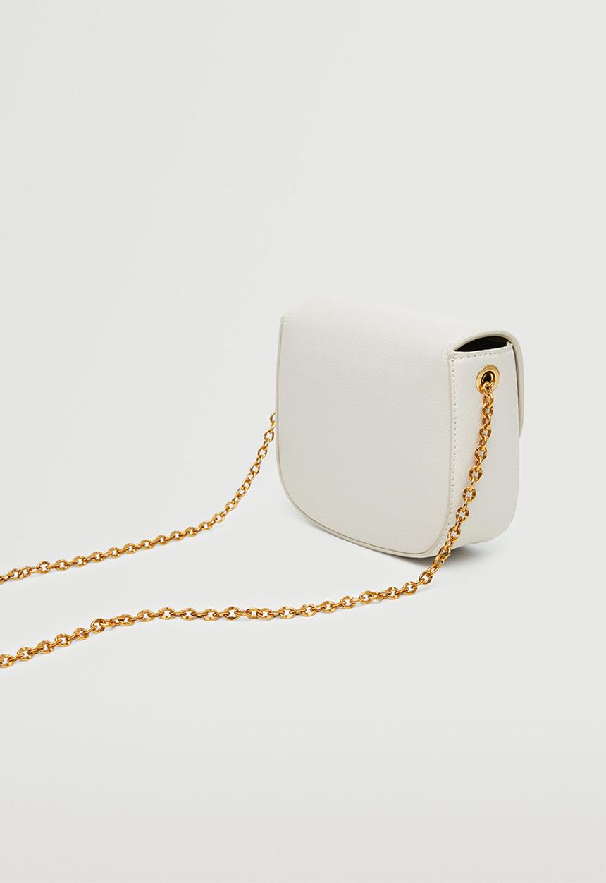 MANGO - Flap chain bag - off white