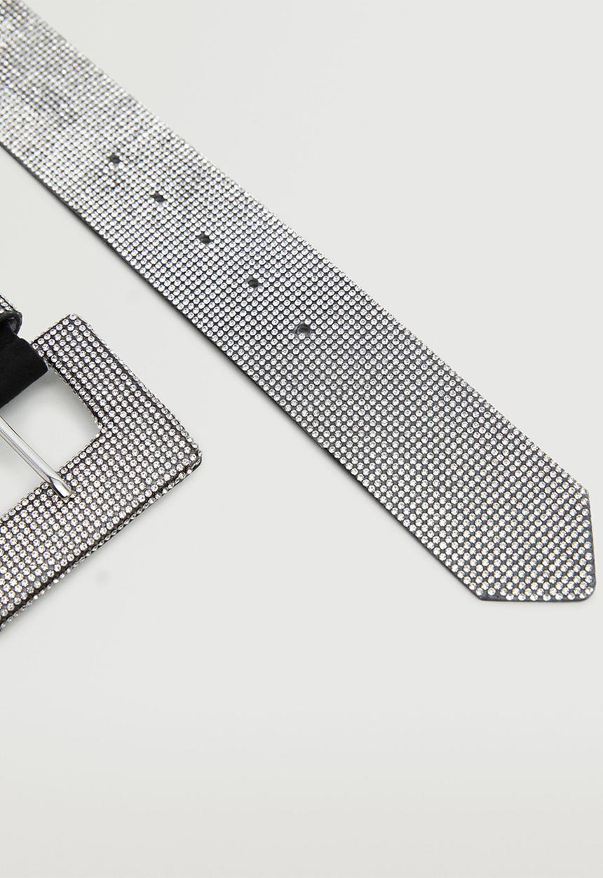 MANGO - Strass buckle belt - black