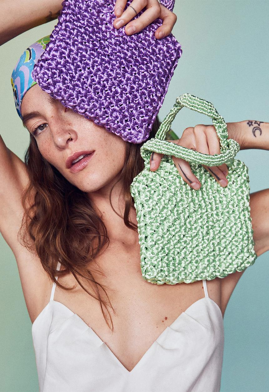 MANGO - Crochet mini bag - green