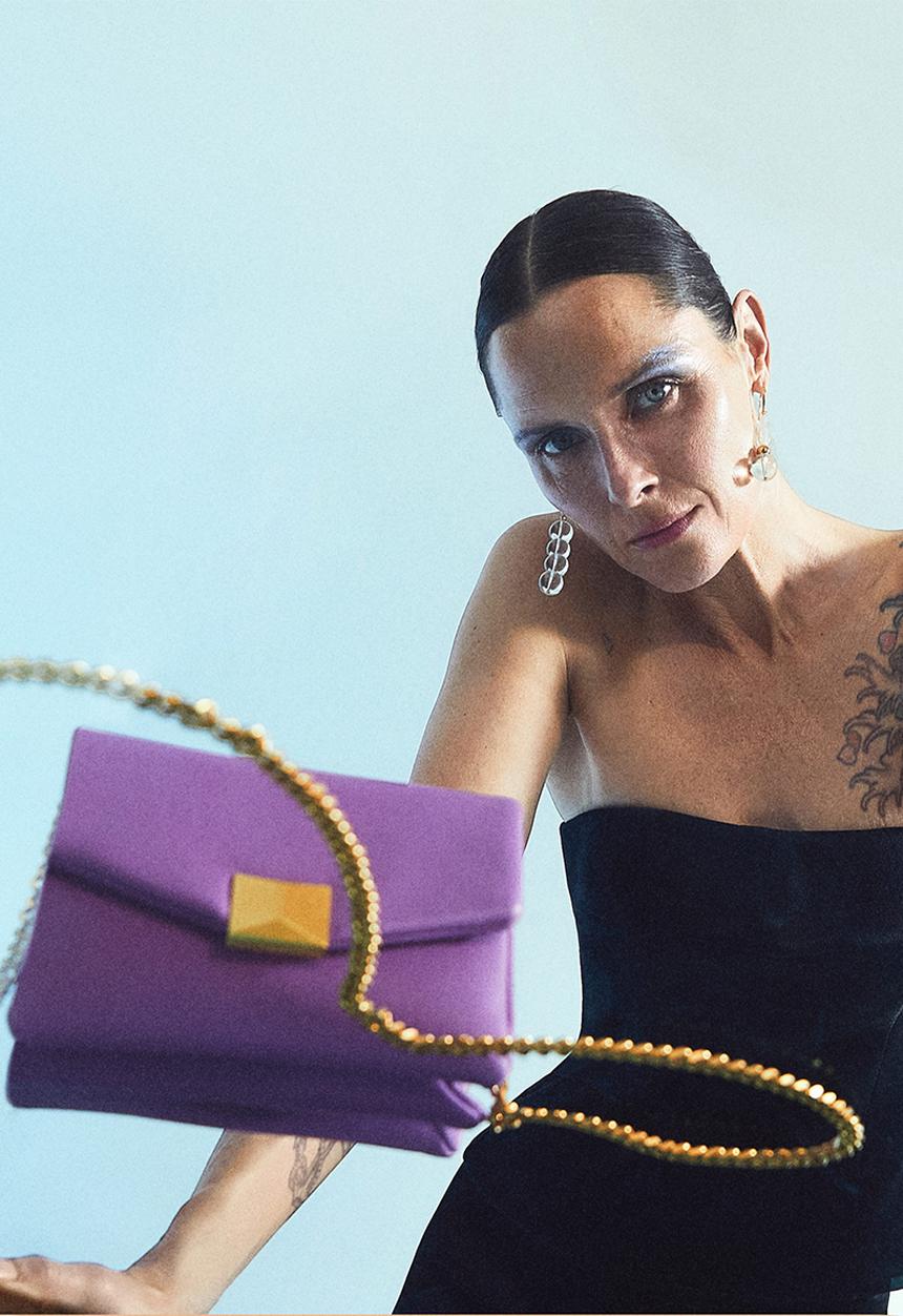 MANGO - Flap chain bag - purple