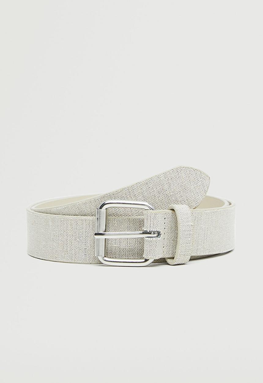 MANGO - Metal buckle belt - ecru