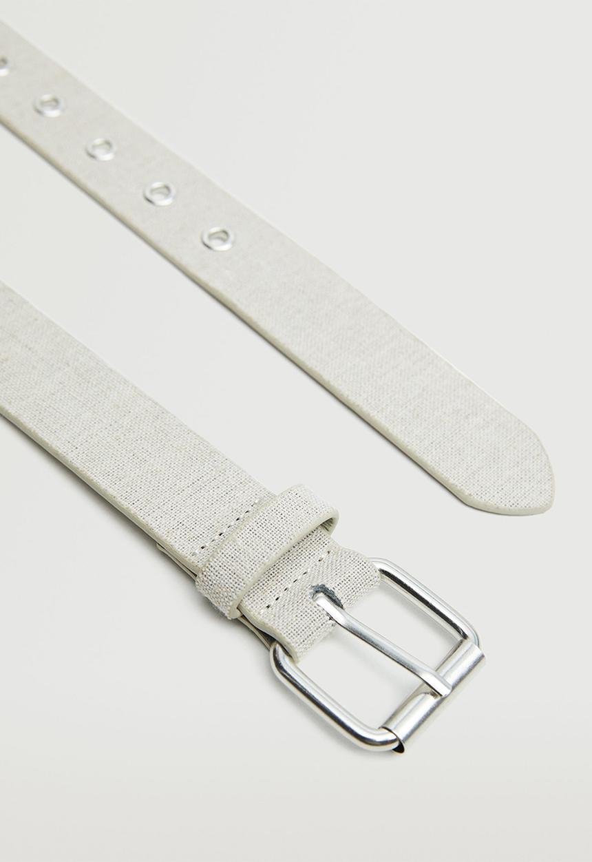 MANGO - Metal buckle belt - ecru