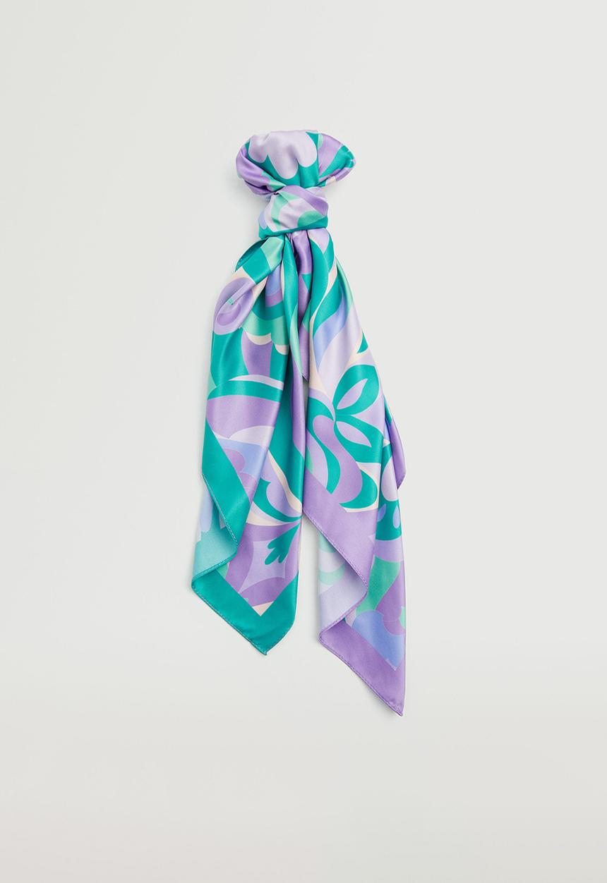 MANGO - Printed satin scarf - lilac