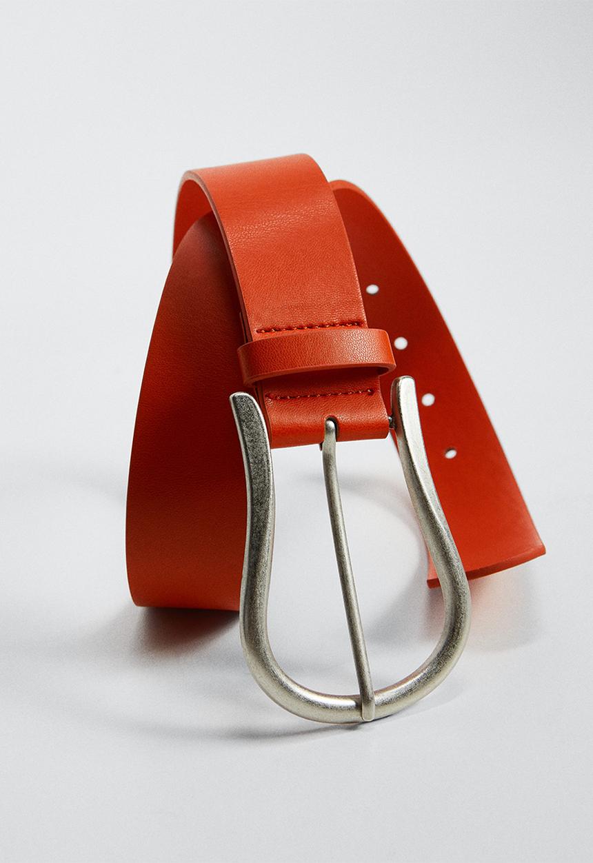 MANGO - Rounded buckle belt - orange