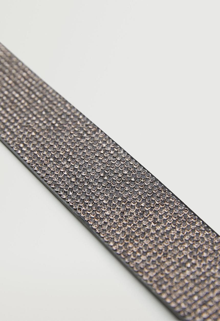MANGO - Strass buckle belt - black