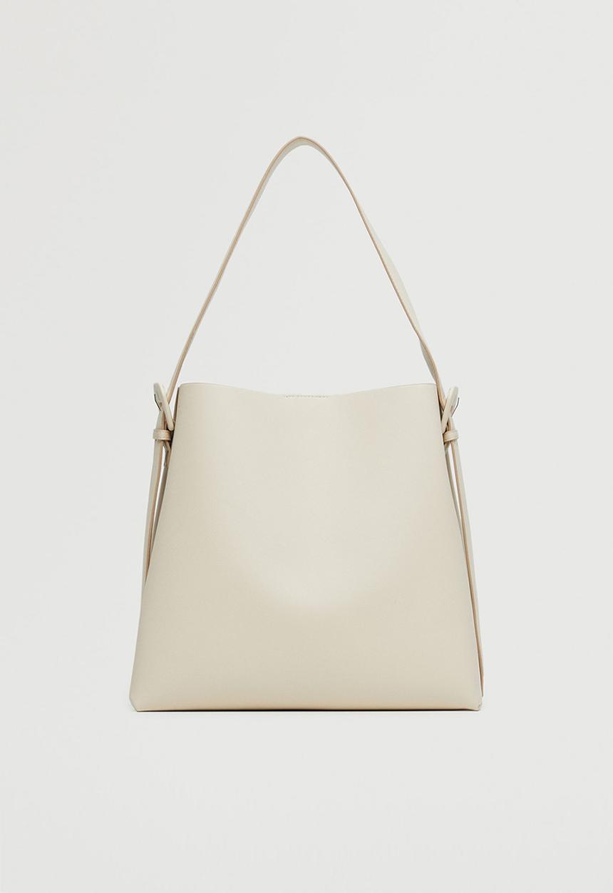 MANGO - Buckle detail shopper bag - off white