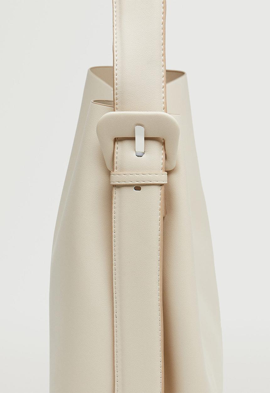 MANGO - Buckle detail shopper bag - off white