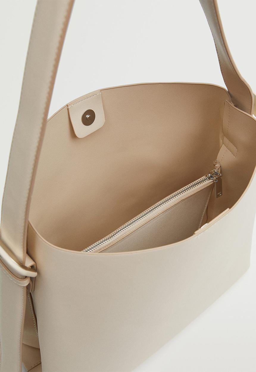 MANGO - Buckle detail shopper bag - off white