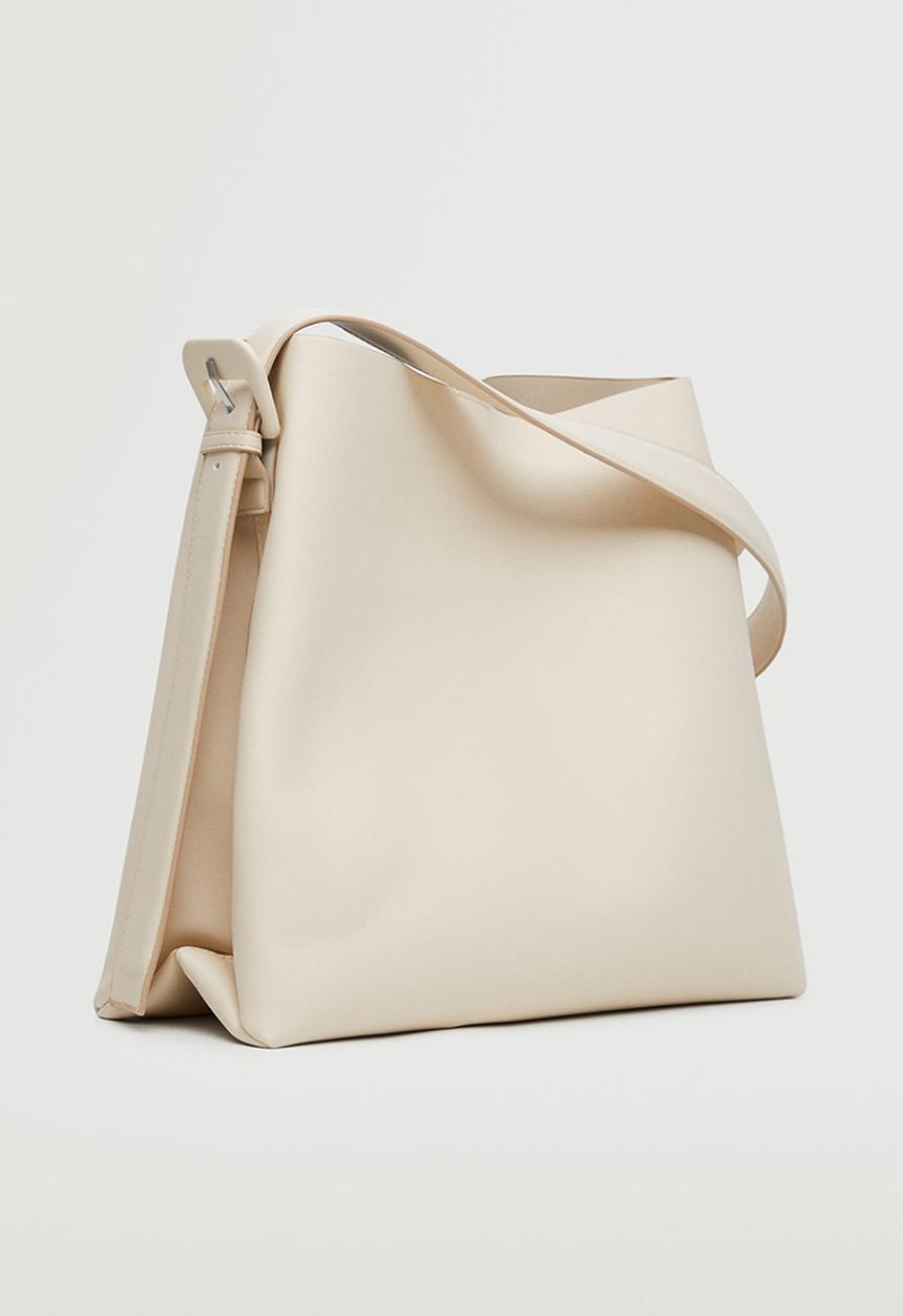 MANGO - Buckle detail shopper bag - off white