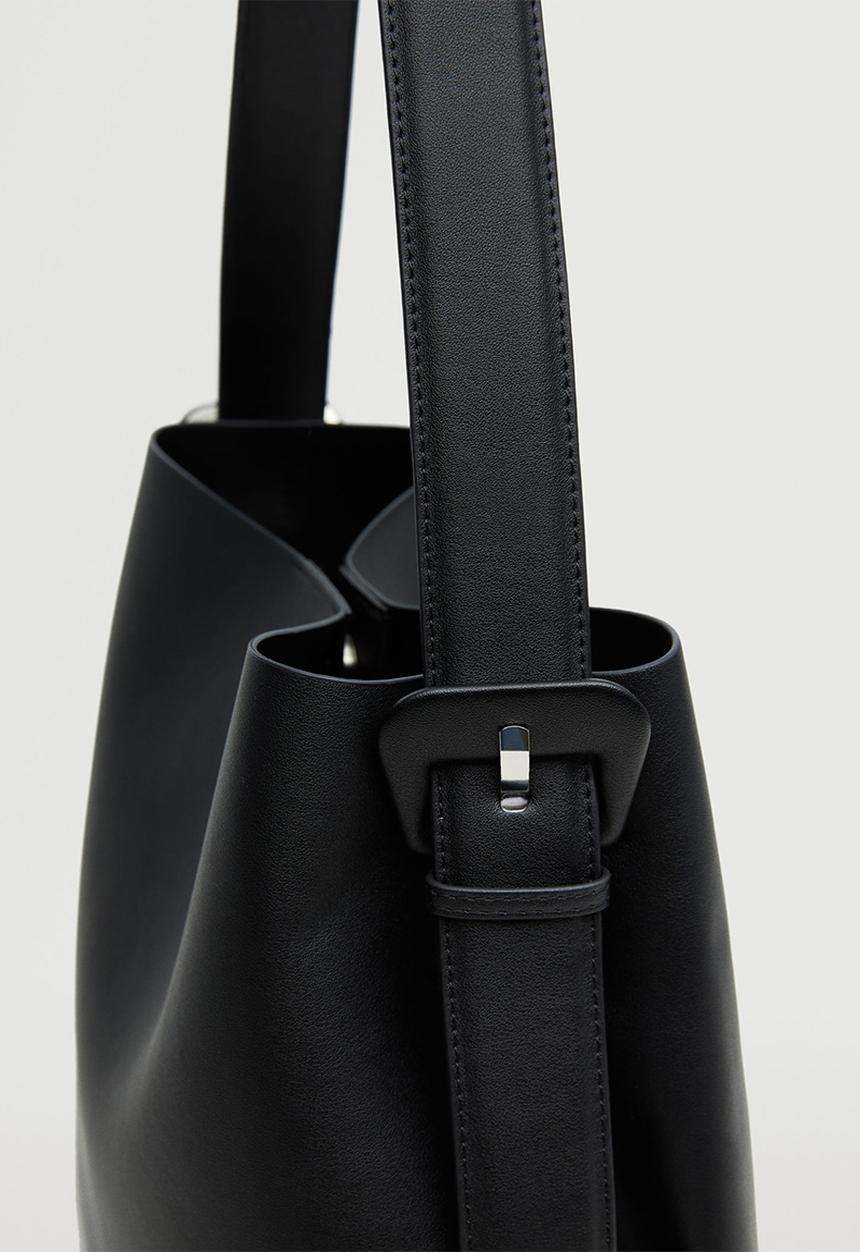 MANGO - Buckle detail shopper bag - black