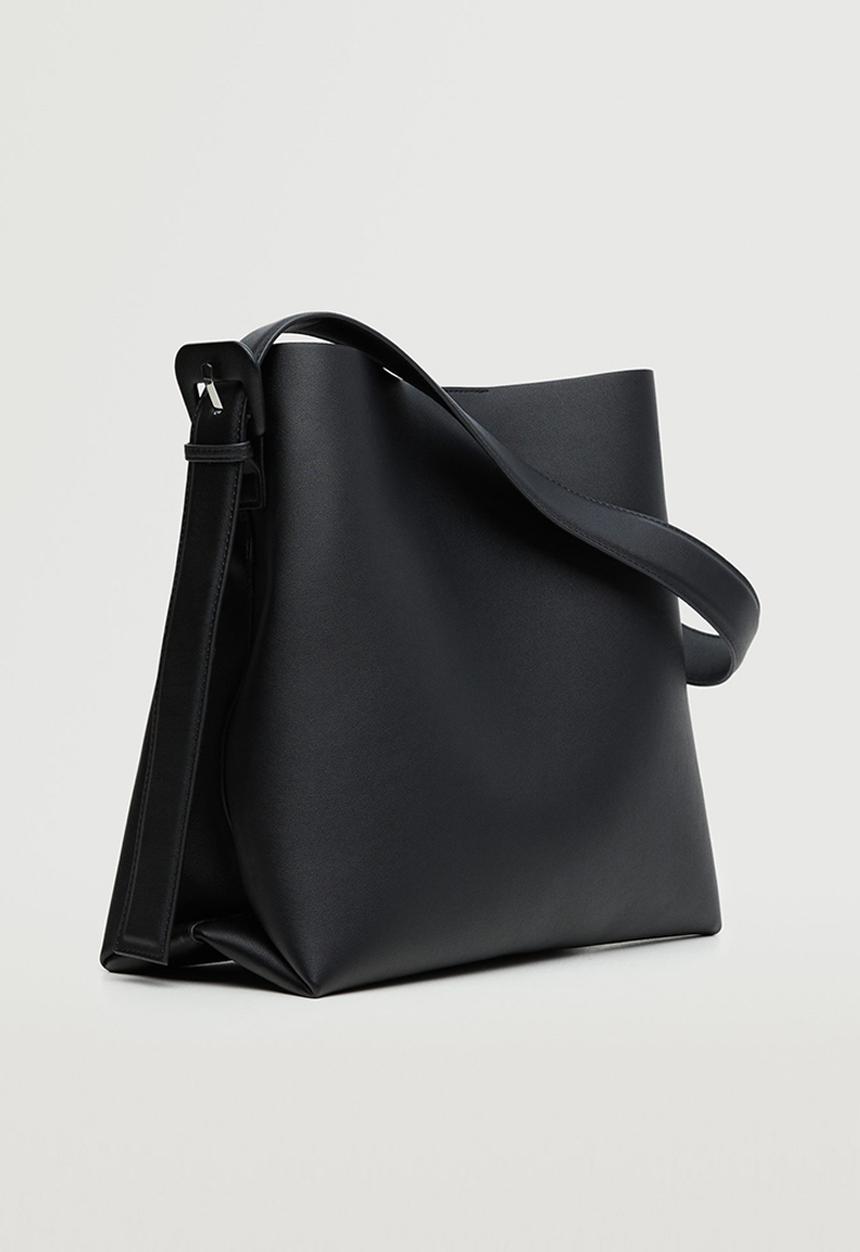 MANGO - Buckle detail shopper bag - black