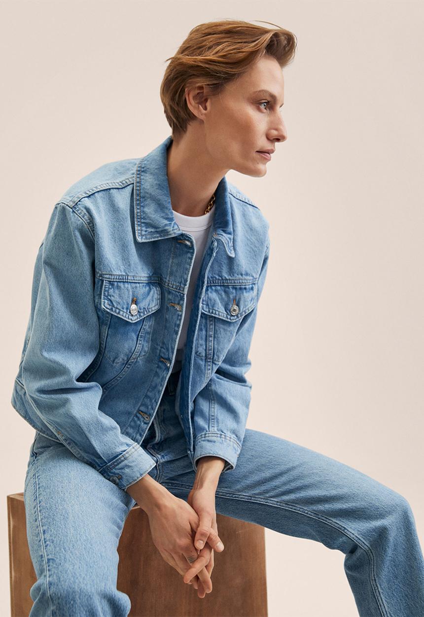 MANGO - Jacket mom80 - open blue