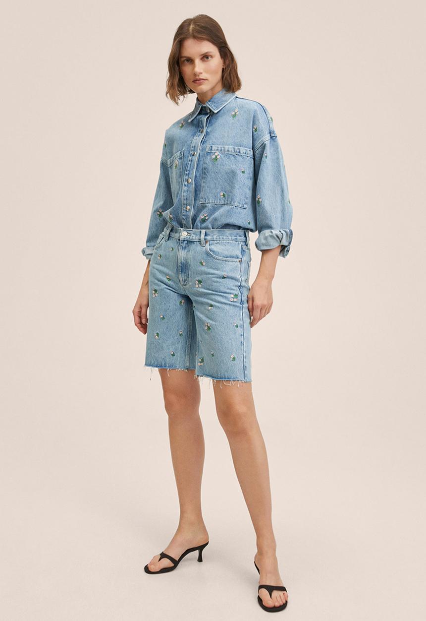 MANGO - Bermuda shorts daisy - open blue